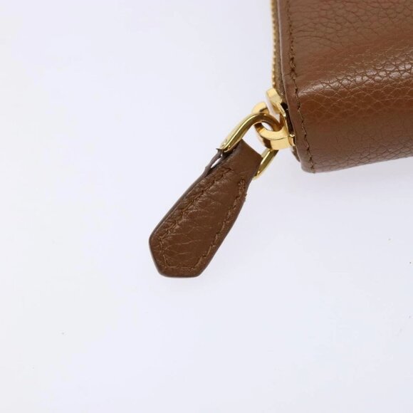 PRADA Long Wallet Leather Brown Gold Auth 133495 - Picture 8 of 16